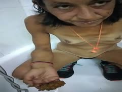 Whore eating shit and drinking piss for money